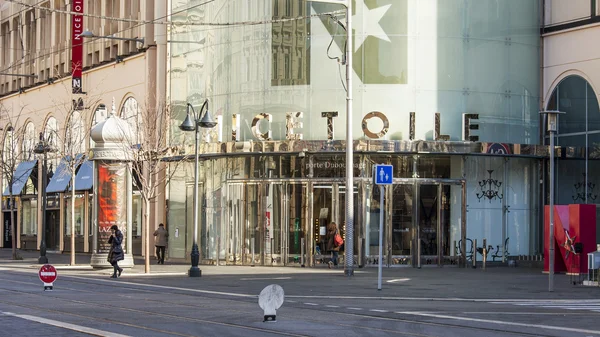 Nice, France, on March 7, 2015. The main city street - Jean Medsen Avenue