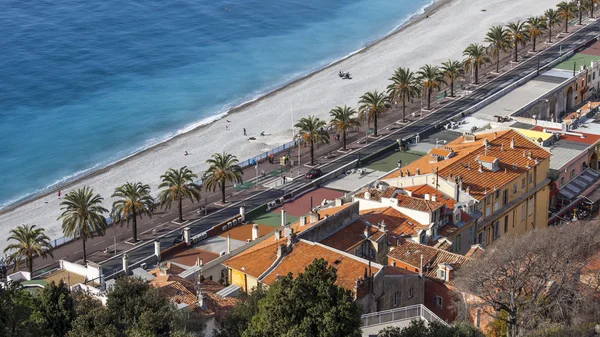 Nice, France, on March 7, 2015. The top view on Promenade des Anglais, the most known city streets