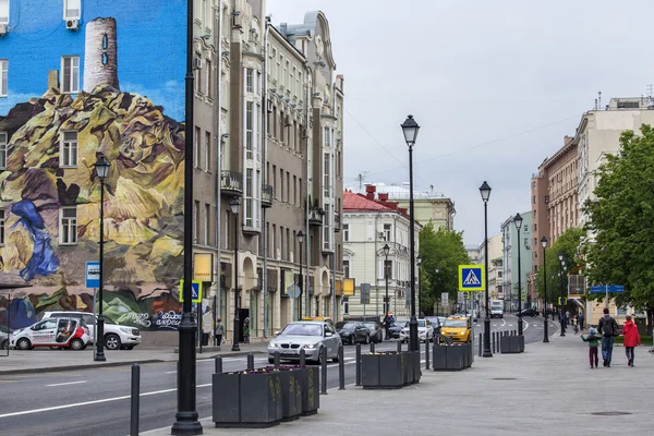 MOSCOW, RUSSIA, on MAY 24, 2015. Pokrovskaya Street. Summer day before a rain. Pokrovskaya Street is historical sight of the center of Moscow and one of shopping streets