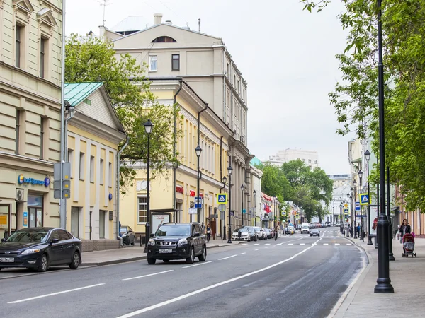 MOSCOW, RUSSIA, on MAY 24, 2015. Pokrovskaya Street. Summer day before a rain. Pokrovskaya Street is historical sight of the center of Moscow and one of shopping streets