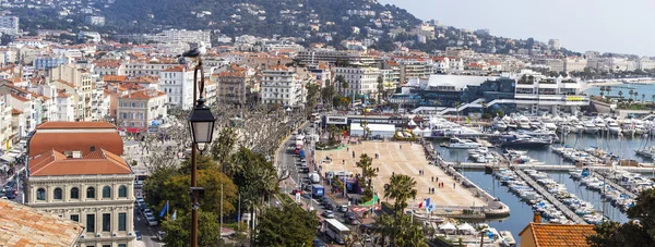 CANNES, FRANCE, on MARCH 12, 2015. The top view on the city and harbor