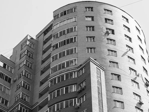 Pushkino, Russia, on April 11, 2015. Fragment of a facade of a new apartment house