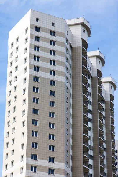 Pushkino, Russia, on June 1, 2015. Facade of a modern apartment house, fragment