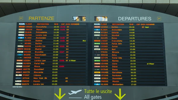 VENICE, ITALY, on MAY 5, 2015. Marco Polo\'s airport, hall of departures. A board with the schedule of departures of planes