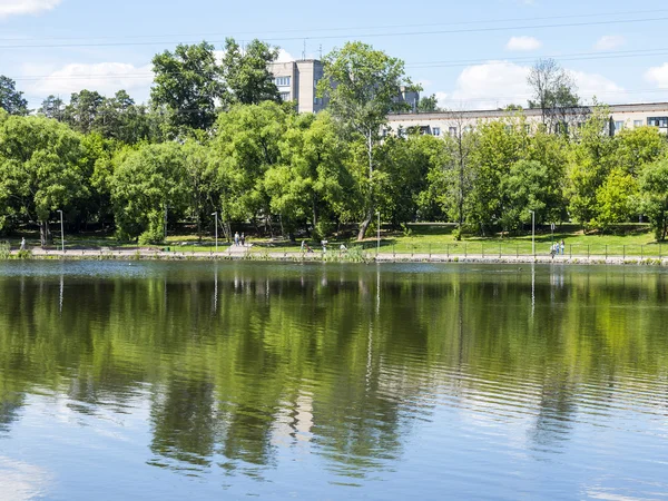 PUSHKINO, RUSSIA - on JUNE 18, 2015. A recreation area near the lake