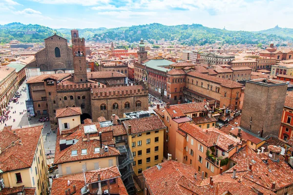 BOLOGNA, ITALY, on MAY 2, 2015. The top view on the red roofs of old city