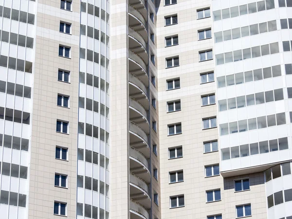 PUSHKINO, RUSSIA, on AUGUST 11, 2015. Fragment of a facade of a new apartment house