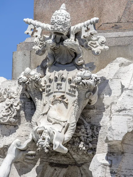 ROME, ITALY, on AUGUST 25, 2015. The sculpture decorating the Fountain of Four rivers (ital. Fontana dei Quattro Fiumi) on Navon Square - one of the best-known fountains of Rome