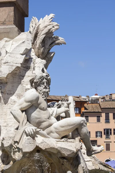 ROME, ITALY, on AUGUST 25, 2015. The sculpture decorating the Fountain of Four rivers (ital. Fontana dei Quattro Fiumi) on Navon Square - one of the best-known fountains of Rome