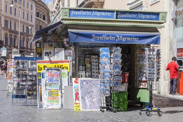 ROME, ITALY, on AUGUST 25, 2015. Booth, trade in newspapers, multimedia and periodicals