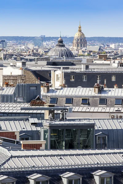 PARIS, FRANCE, on AUGUST 26, 2015. The top view from a survey platform on roofs of buildings in historical part of the city