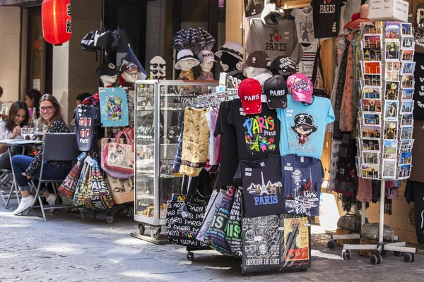 PARIS, FRANCE, on AUGUST 27, 2015. The souvenir shop on the street