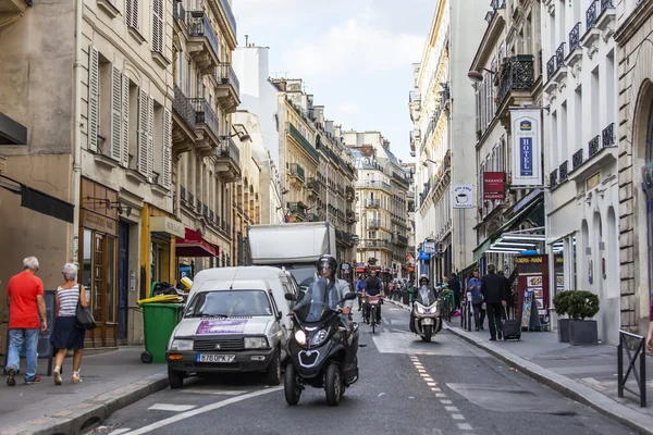 PARIS, FRANCE, on SEPTEMBER 29, 2015. Parisian landscape. Typical city street.