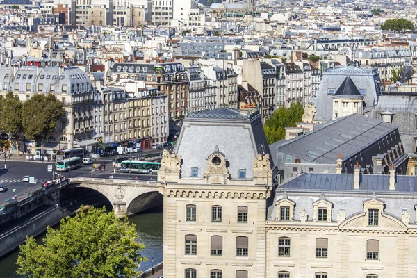 PARIS, FRANCE, on AUGUST 30, 2015. A view of the city from a survey platform on Notre-Dame de Paris. This look is one of the most beautiful views of Paris from above