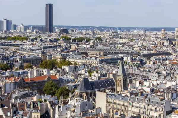 PARIS, FRANCE, on AUGUST 31, 2015. The top view from a survey platform on roofs of Paris
