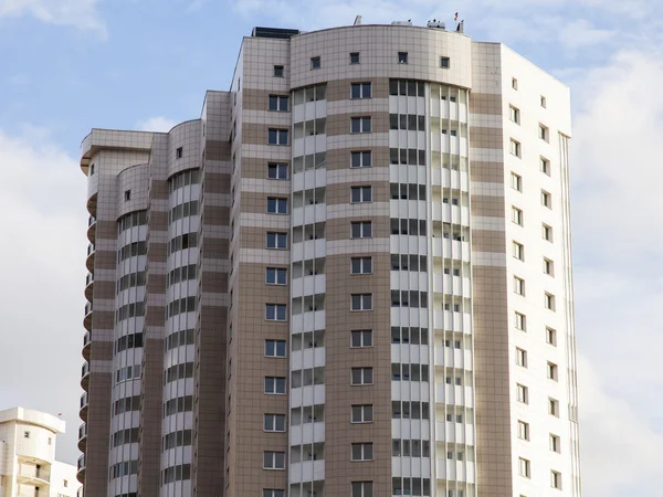 PUSHKINO, RUSSIA - on DECEMBER 11, 2015. Fragment of the new apartment multi-storey building