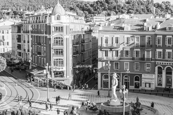 NICE, FRANCE, on JANUARY 7, 2016. An architectural complex of Place Massena - a central square of the city. Winter day.