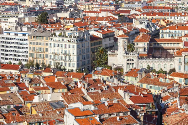 NICE, FRANCE - on JANUARY 7, 2016. The top view on the old city from Shatto\'s hill
