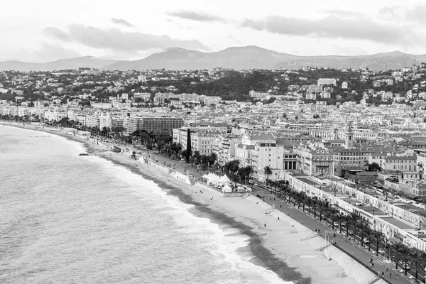 NICE, FRANCE - on JANUARY 7, 2016. The top view on Promenade des Anglais, one of the most beautiful embankments of Europe