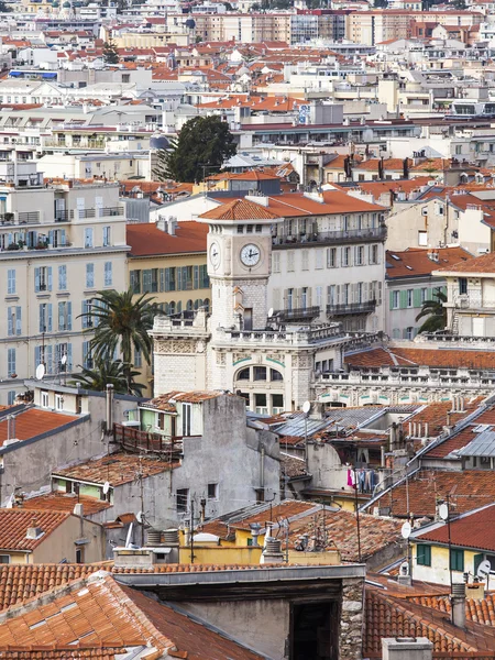 NICE, FRANCE - on JANUARY 7, 2016. The top view on the old city from Shatto\'s hill