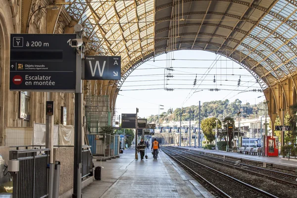 NICE, FRANCE - on JANUARY 11, 2016. The platform of the city station