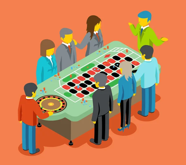 Isometric casino. People play at casino table