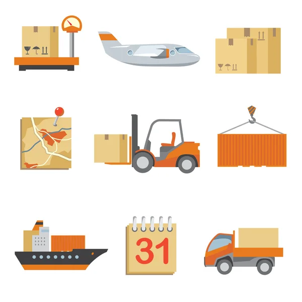 Logistics icons set in vintage flat style