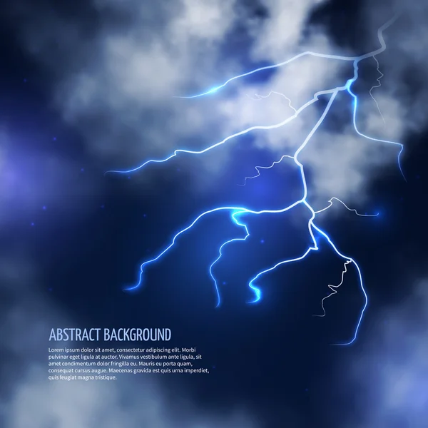 Thunderstorm with clouds and lightnings. Vector abstract background