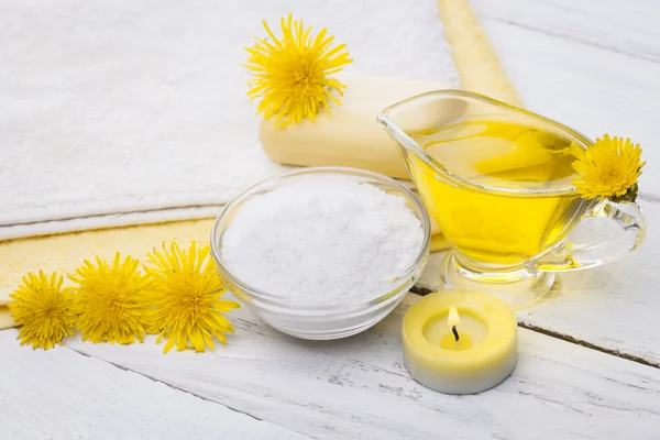 Spa. sea salt essential oils and dandelion