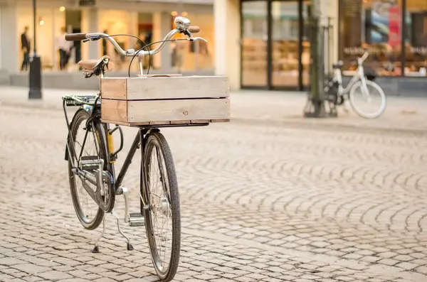 Bicycle with Wooden Basket