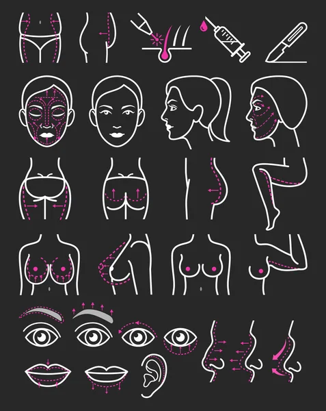 Cosmetic plastic surgery icons. Vector illustration.