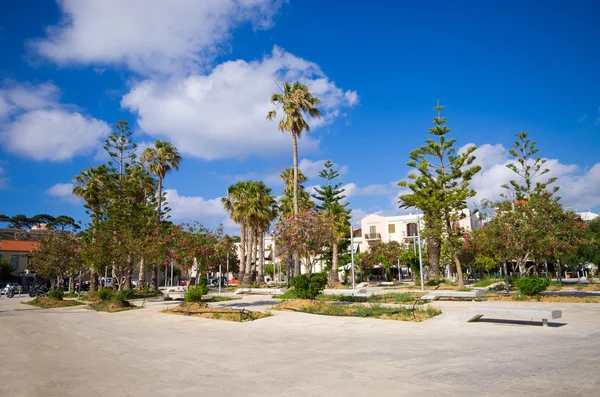 Square with palm trees in Rethymnon, Crete