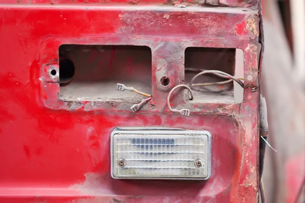 Close-up photo of empty backlight slot car