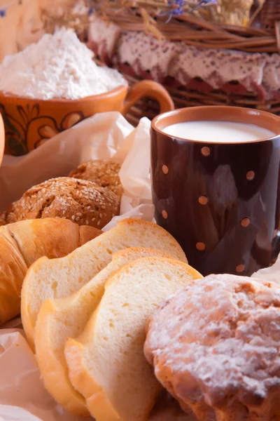 Homemade pastries and a cup of milk