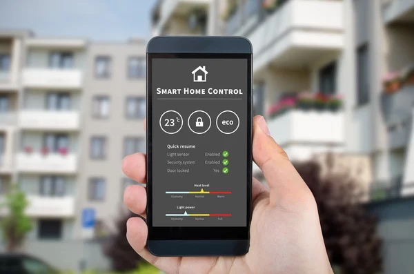 Smart home control technology. Remote automation system on mobile device