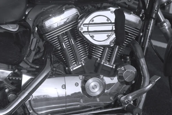 Engine of motorcycle in black and white
