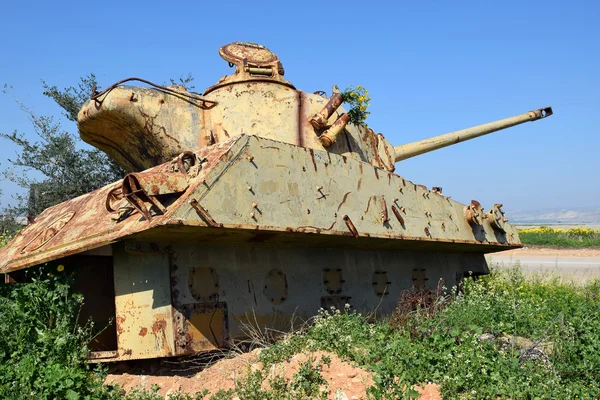 Old jordanian destroyed tank in Israel