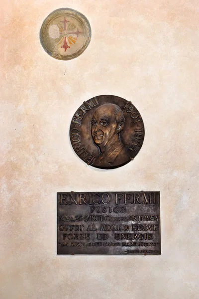 Memorial plaque of Enrico Fermi in Santa Croce basilica, Florence