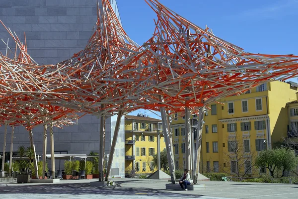 Modern art installation near the Contemporary Art Museum ( MAMAC ) in Nice