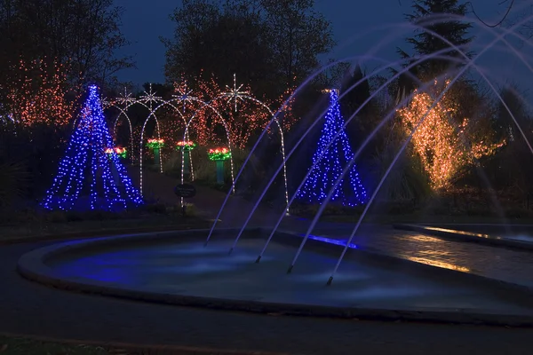 Christmas Lights on Water Fountains