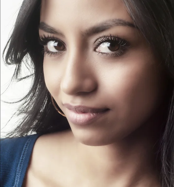 Close up portrait of beautiful mixed ethnicity young womans face