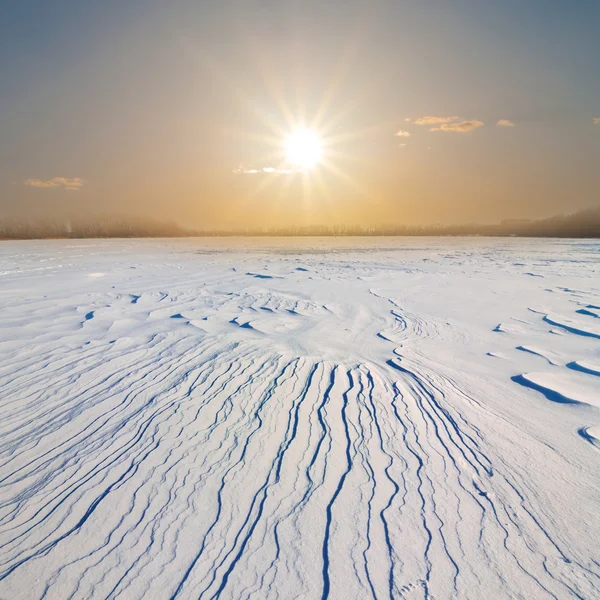 Evening winter plain