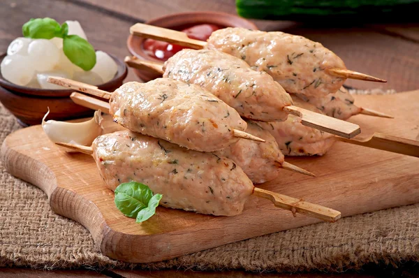 Kebab of minced chicken with dill and parsley