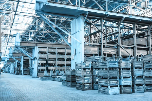 Big storage room with metal boxes