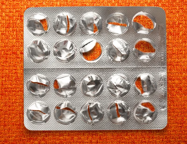 Empty plastic packing of pills