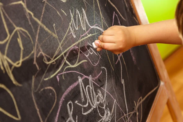 Hand drawing on blackboard