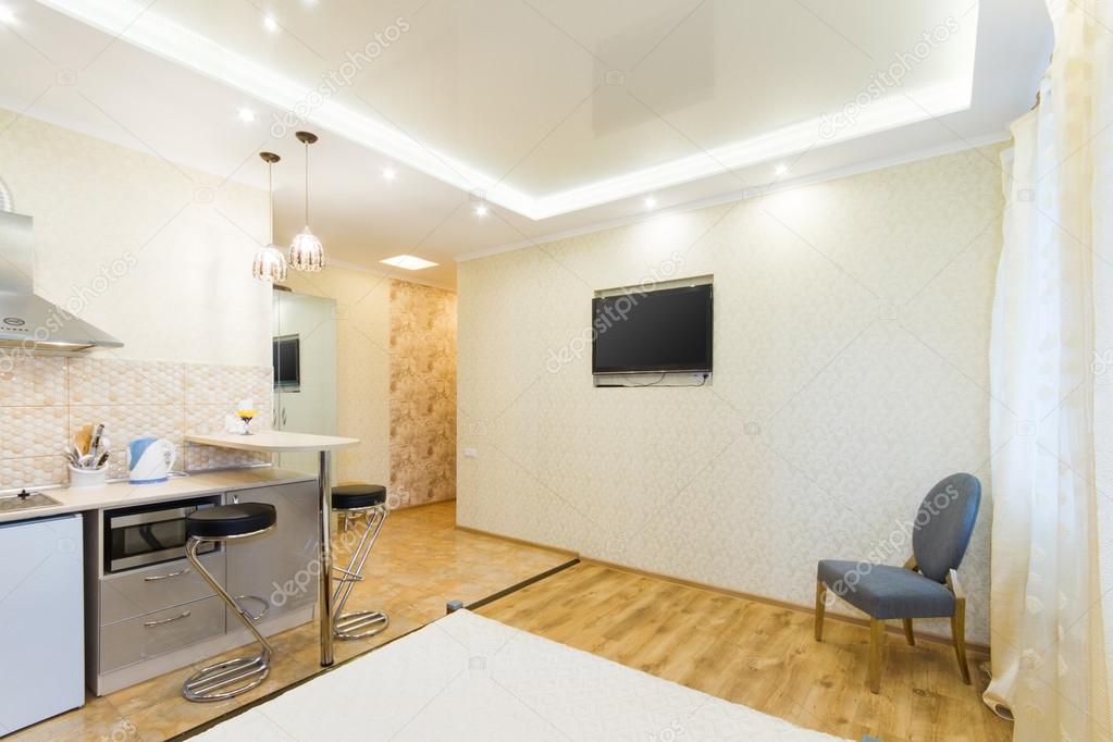Moderno monoambiente. cocina y living comedor — foto de stock ... Cocina living comedor