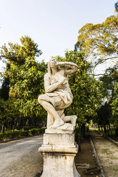 Afraid Woman Statue in Villa Giulia, Palermo, Italy