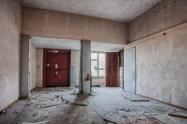 The interior of an abandoned building