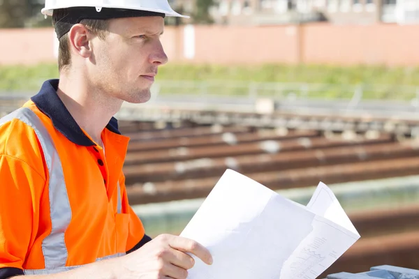 Construction worker working at a building sit